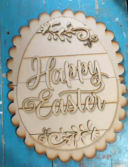 DIY Happy Easter Egg Door Hanger ~ Unfinished