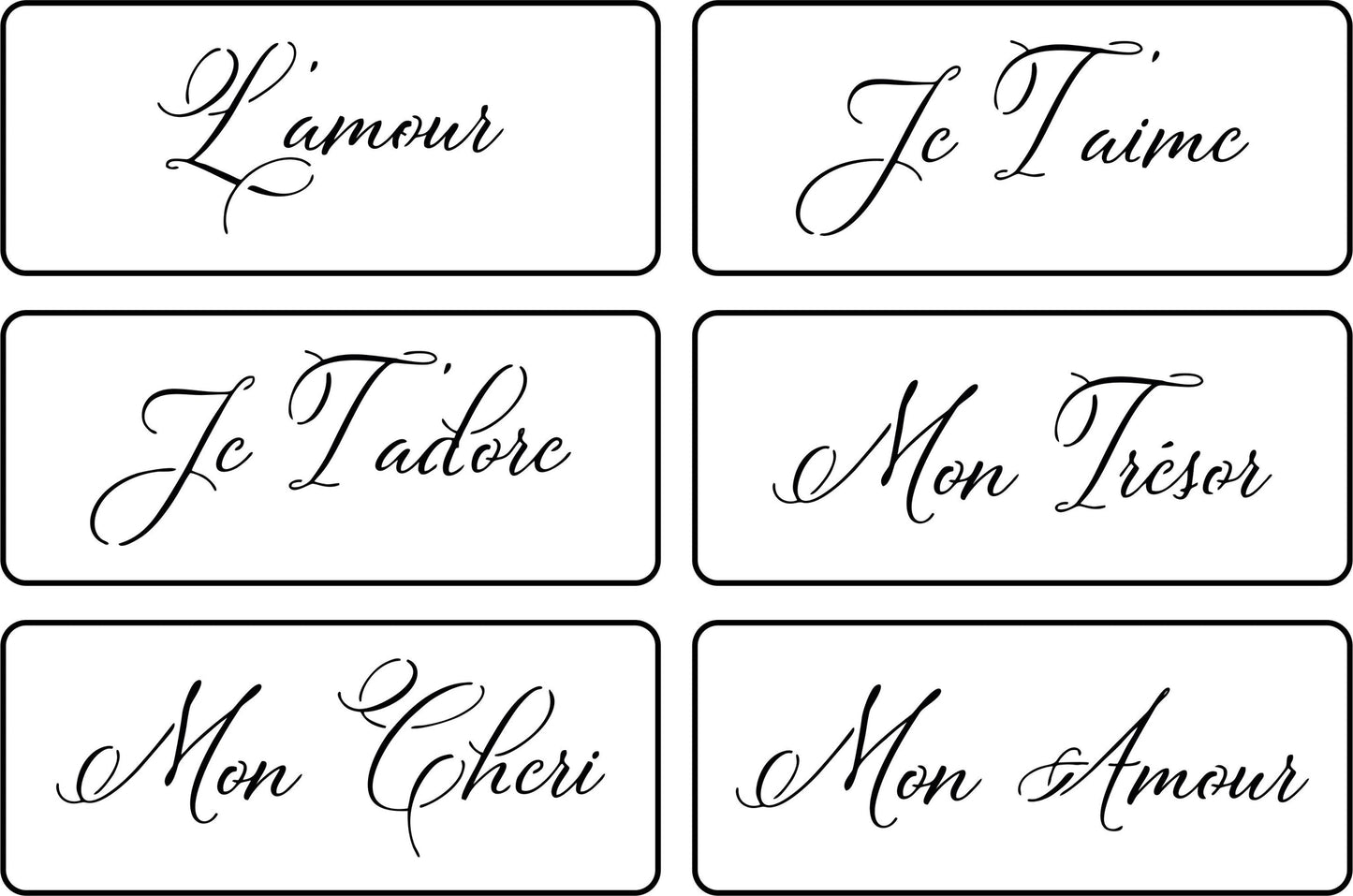 Valentines French Words Stencil Pack