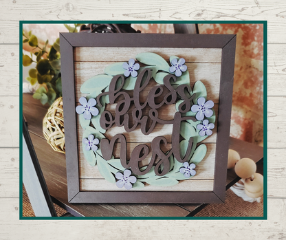 Bless Our Nest Theme tier tray cut outs - unfinished