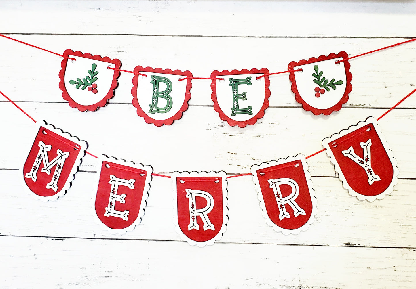 DIY Christmas Be Merry Banner cut outs - unfinished