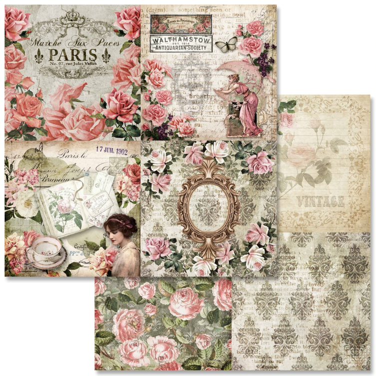 Antique Roses Collection Scrapbook Paper Pack – Steel Roots Market