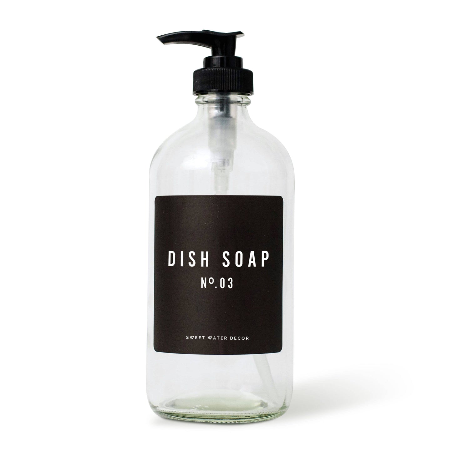 Sweet Water Decor - 16oz Clear Glass Dish Soap Dispenser - Black Label