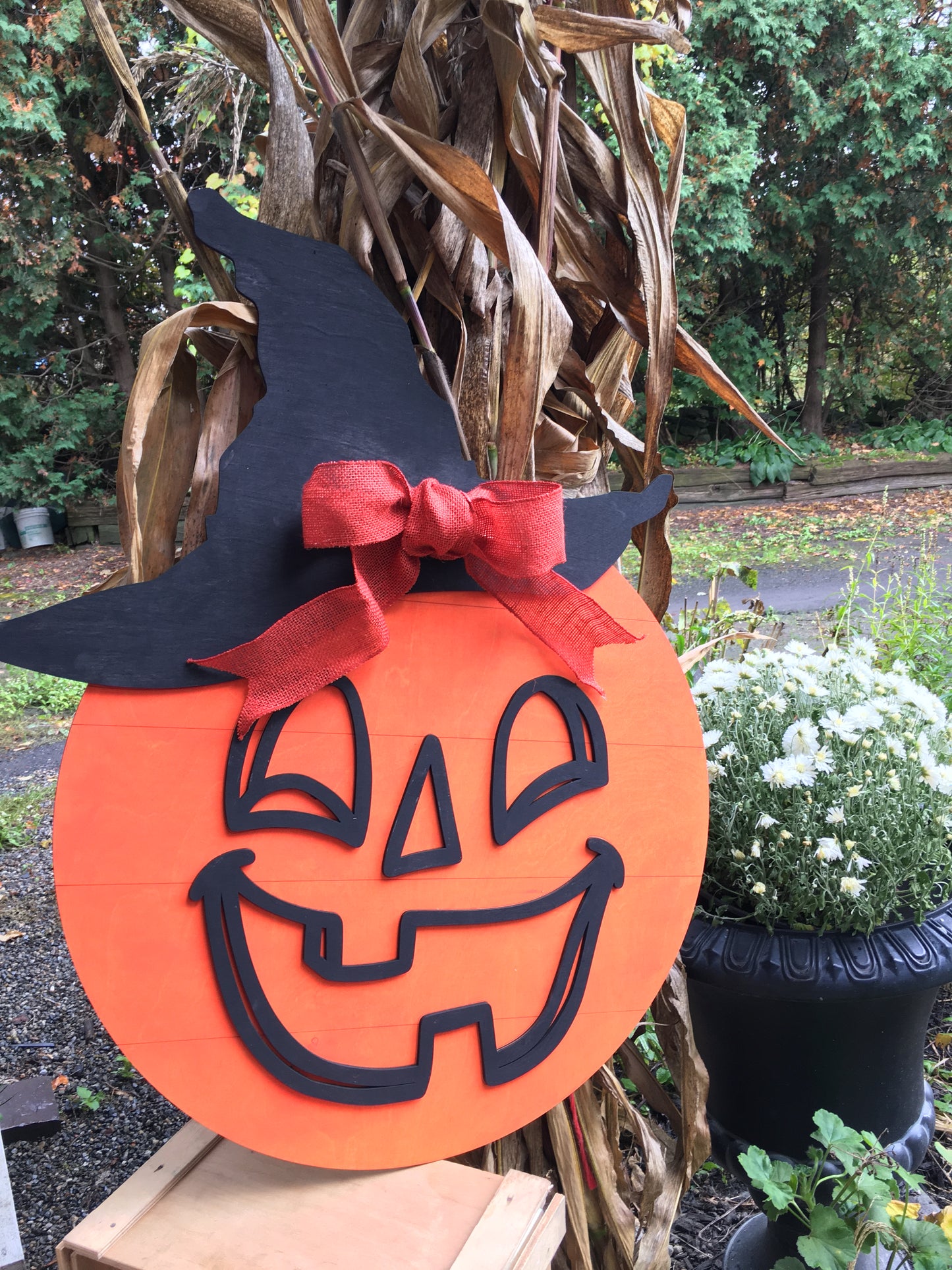 Halloween pumpkin Door Hanger - finished