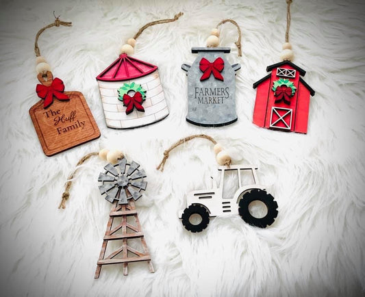 Christmas Farm ornaments - unfinished DIY