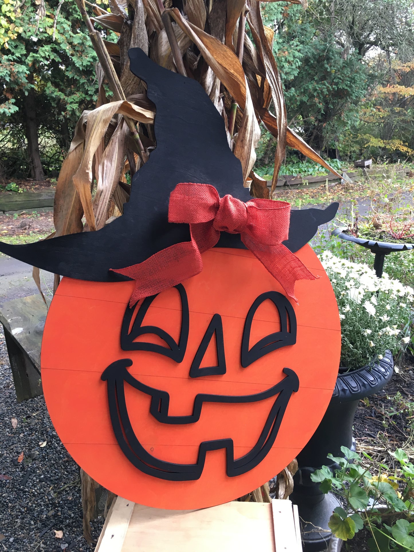 Halloween pumpkin Door Hanger - finished