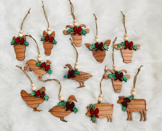 Farm Animals - shiplap - ornaments - unfinished DIY